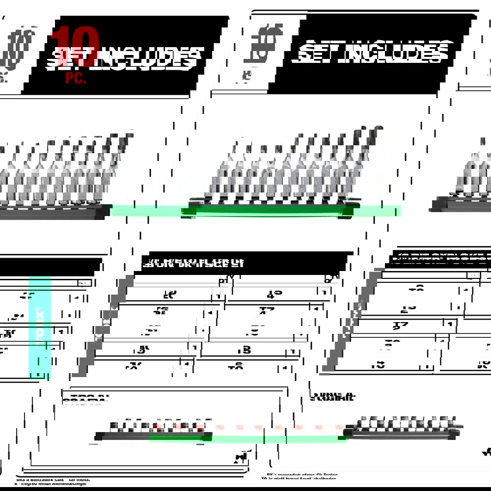 Hex & Torx Bit Socket Sets; Set Type: Torx Bit ; Minimum Set Torx Size: T20 ; Finish: Chrome ; Maximum Set Torx Size: T60 ; Measurement Type: Torx. ; Drive Size: 3/8